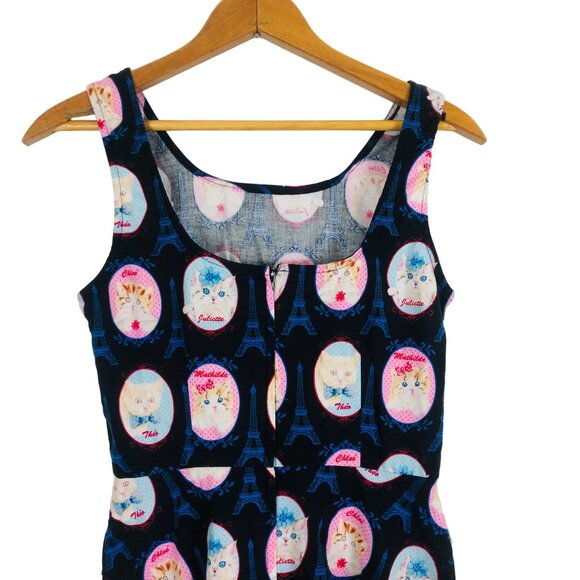 Modcloth Retrolicious Cats in Paris A Line Dress Sz Small Sleeveless - Picture 6 of 10